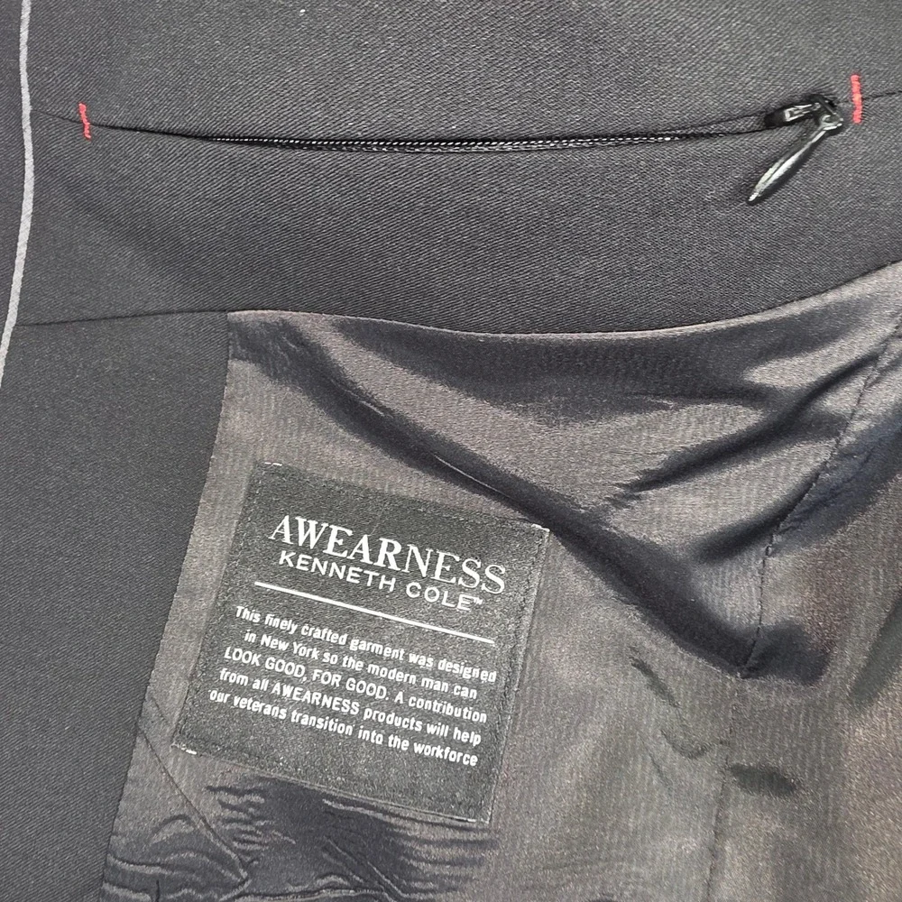 Awearness Kenneth Cole Awear-Tech‎ Black Extreme Slim Fit Wool Blazer 40 Regular